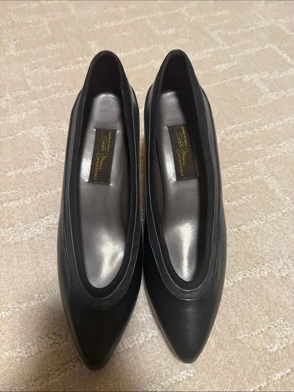 Sesto Meucci Black Pointed Leather Pumps